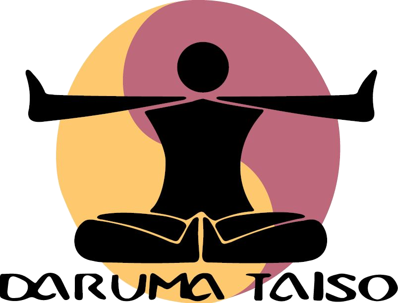 Emblema del Daruma Taiso: figura de Daruma sentada en meditación sobre un sol